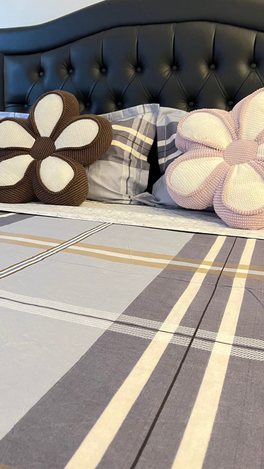 Parure de lit à carreaux