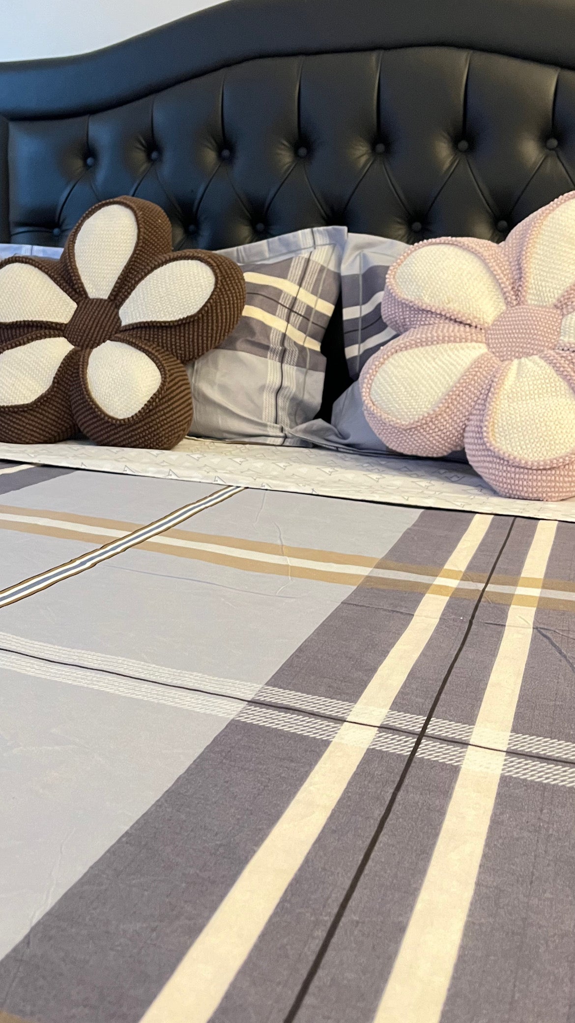 Parure de lit à carreaux